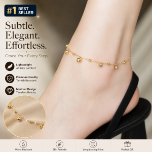 ✨Gold beaded charm anklet ✨