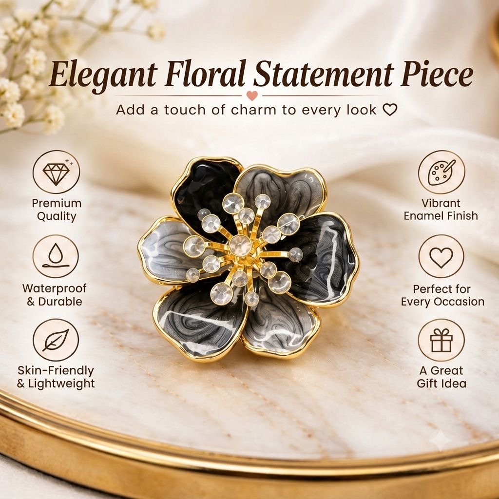 Vintage floral statement ring🖤