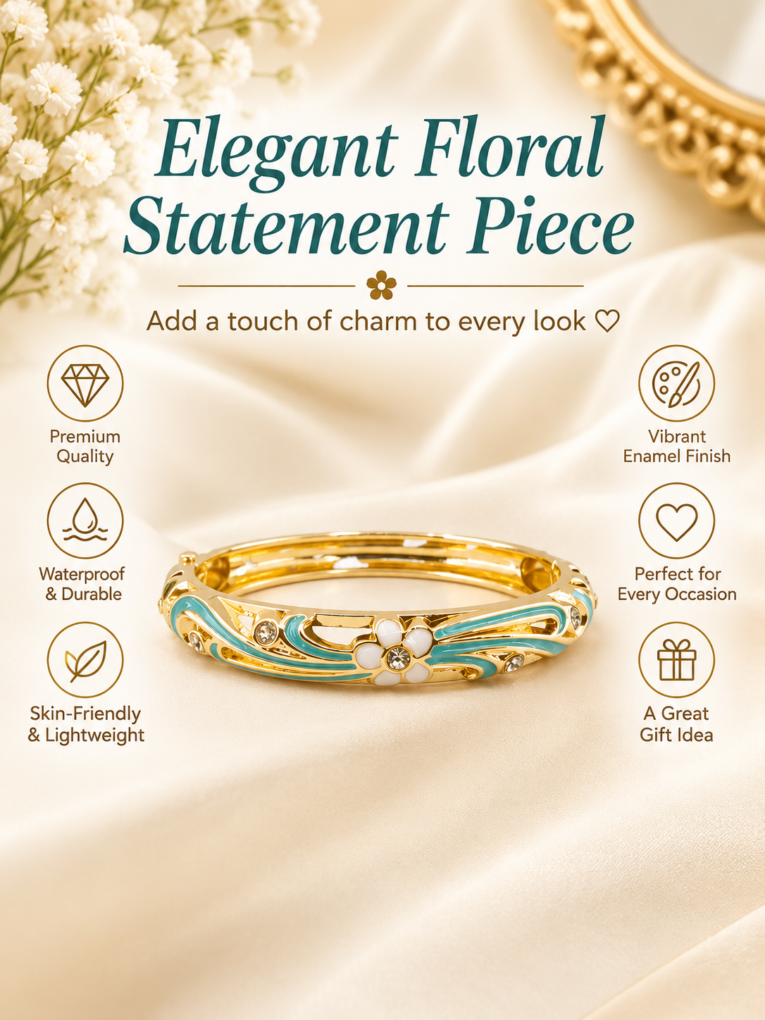 🍀Floral enamel bangle 🍀