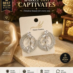 ✨Sparkle circle leaf drop earrings✨
