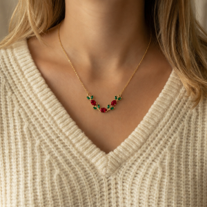 Ruby Leaf Vine Necklace