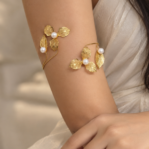 Pearl Leaf Vine Arm Cuff
