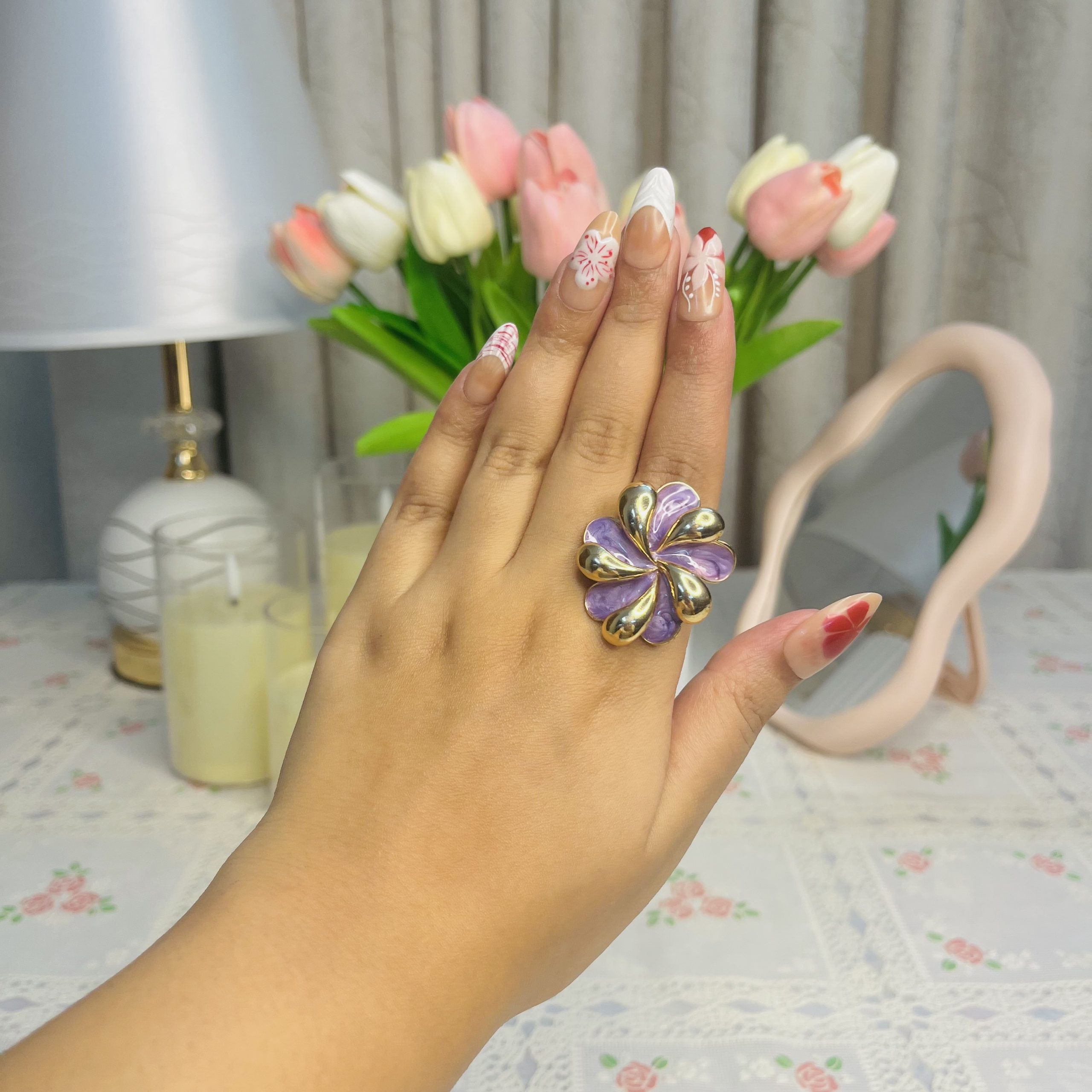 Vintage Bloom Statement Ring💜