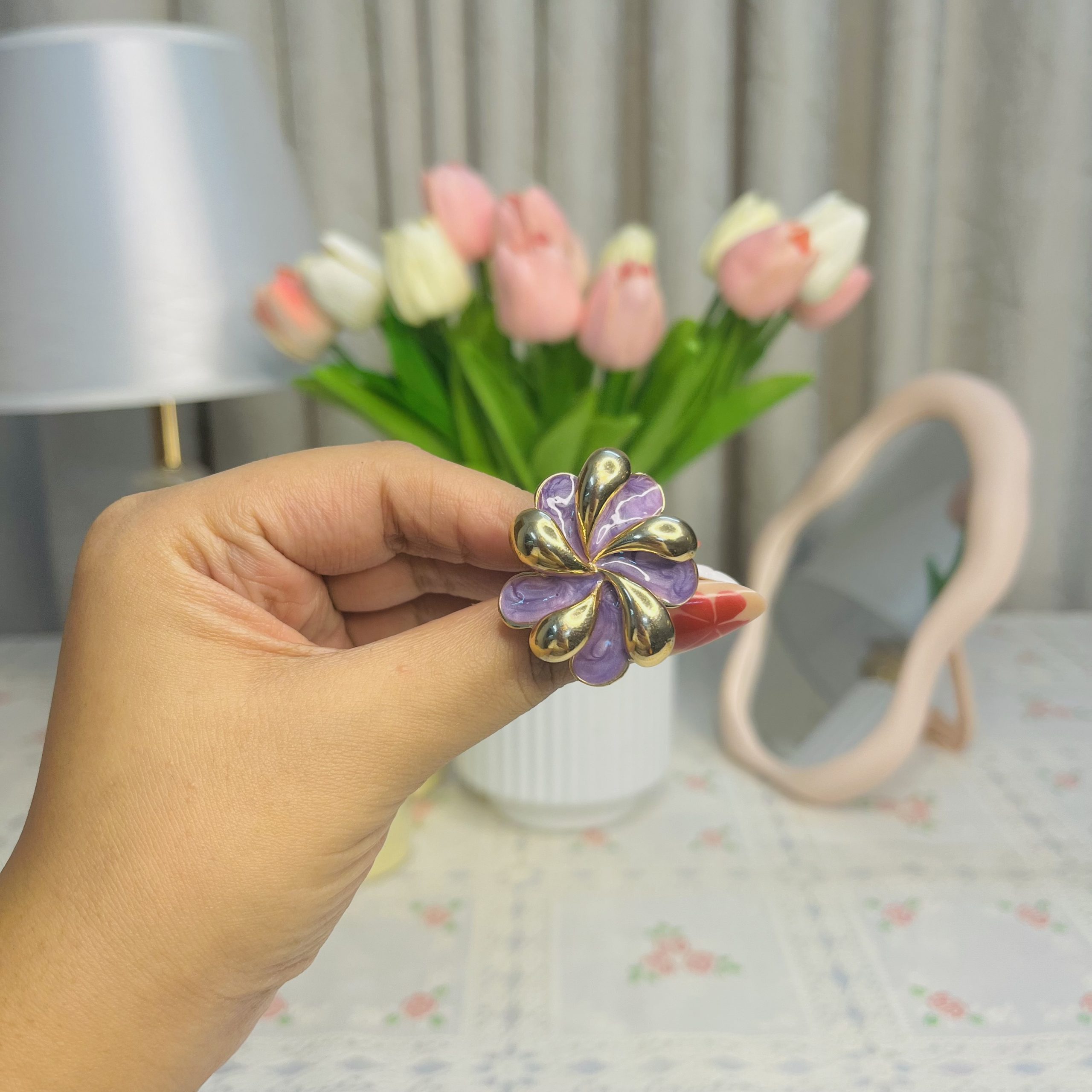 Vintage Bloom Statement Ring💜 - Image 2
